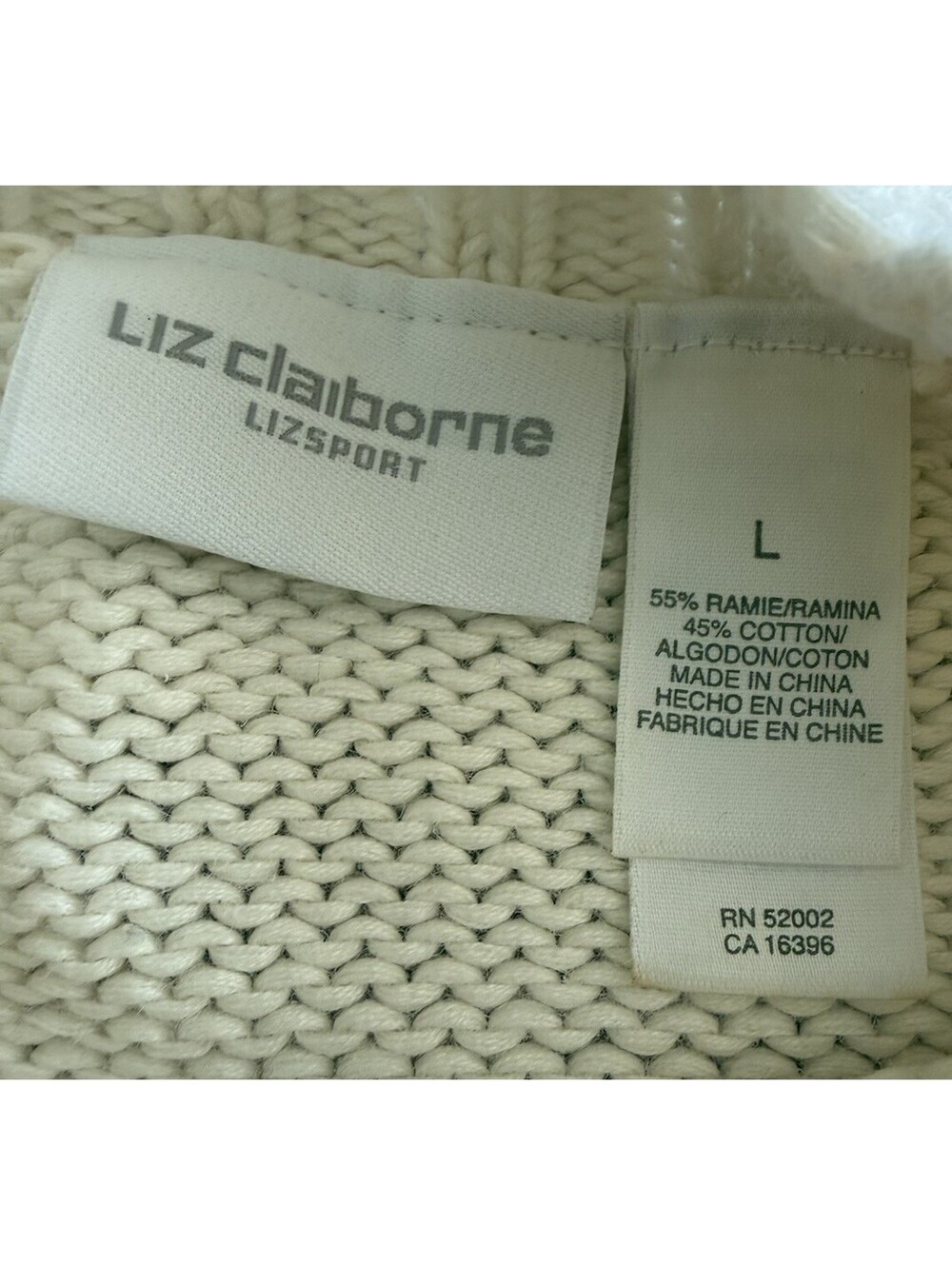 Vintage 1990s Liz Claiborne Christmas Tree Sweater Ivory Mock Neck Large - Picture 6 of 8